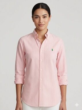 Polo Ralph Lauren Orange Striped Cotton Poplin Shirt - S / M